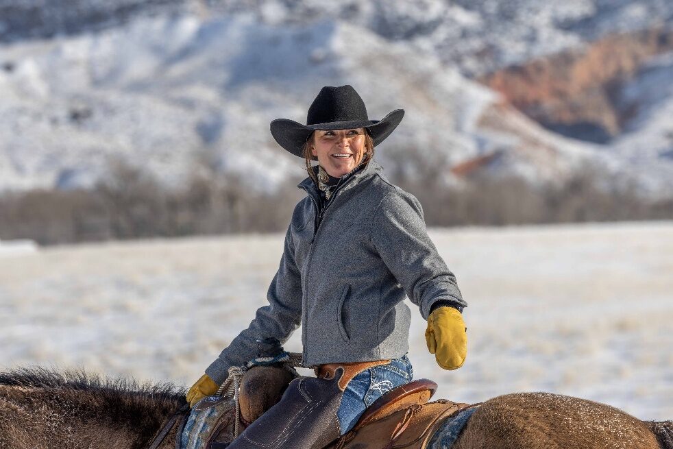 A rider on horseback in snowy country